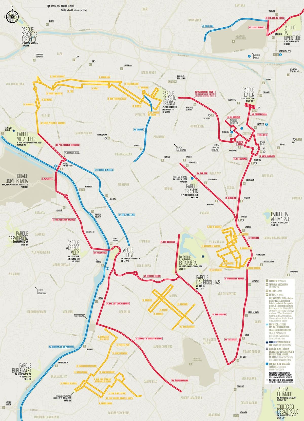São Paulo bike lane map